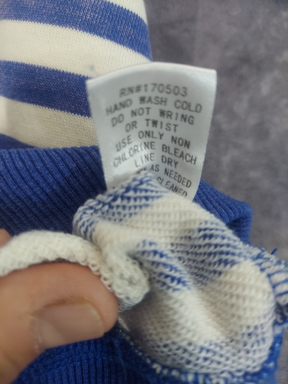 Jodifl Blue & White Striped Puff Sleeve Cotton Blend Top Women's Small - Picture 6 of 7